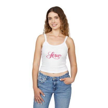 Women's Pink Love Spaghetti Strap Tank Top