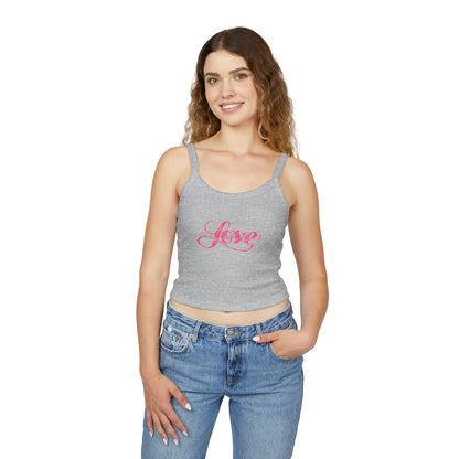 Women's Pink Love Spaghetti Strap Tank Top